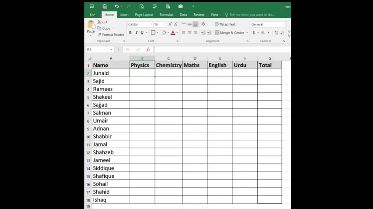 excel table