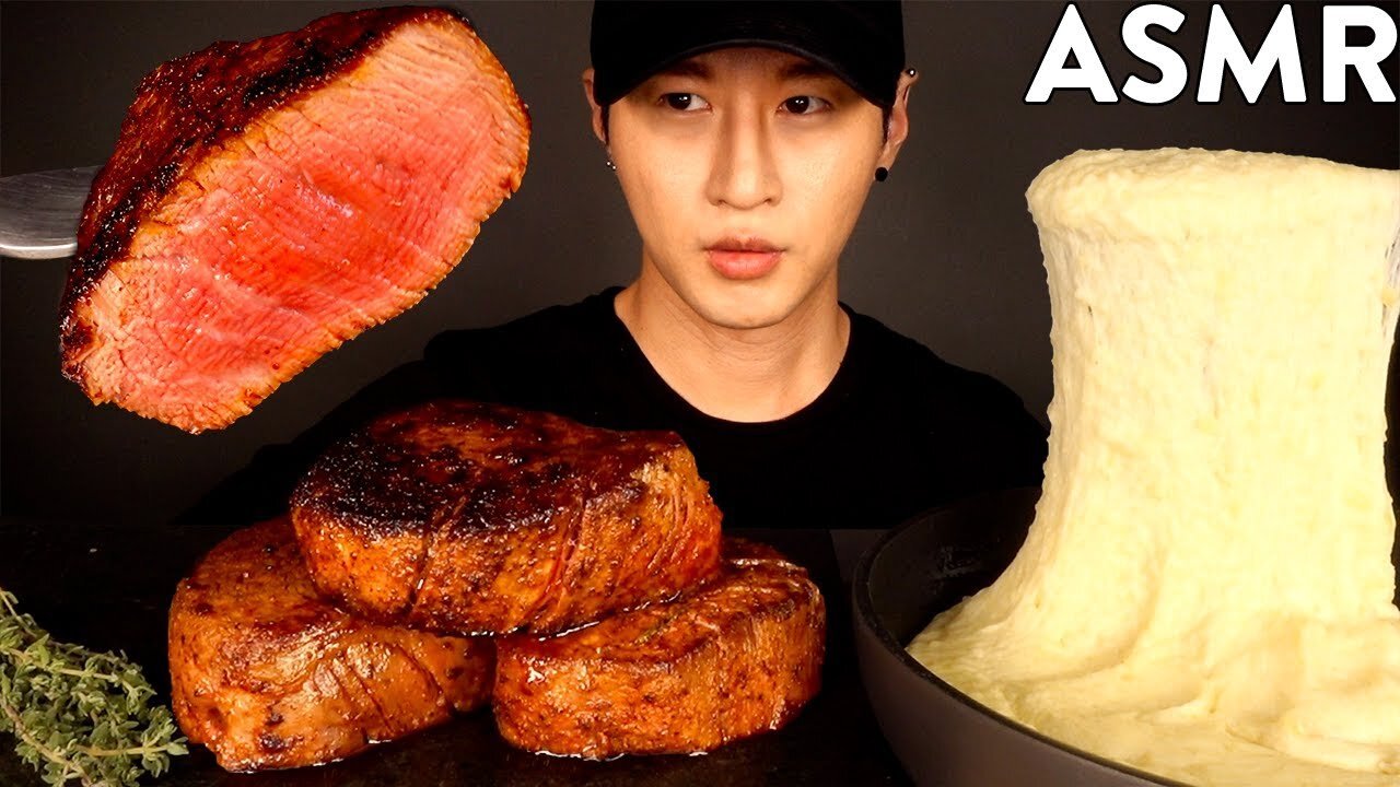 ASMR FILET MIGNON & STRETCHY CHEESE MUKBANG (No Talking) COOKING & EATING SOUNDS Zach Choi ASM