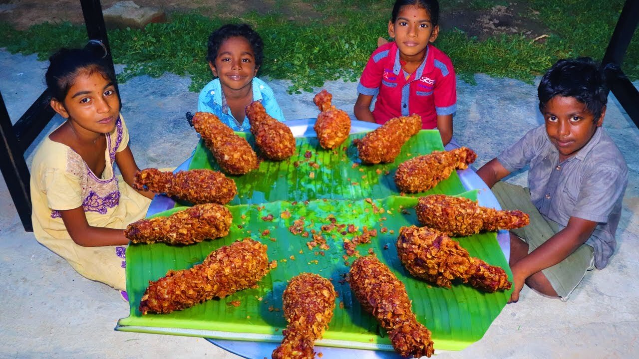 KFC CRISPY CHICKEN | KFC Style Fried Chicken Recipe | Homemade KFC Chicken | Village Fun Cooking