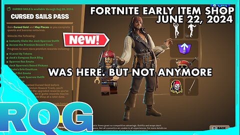 “NEW” JACK SPARROW SKIN WAS HERE. BUT NOT ANYMORE😔 FORTNITE EARLY ITEM SHOP (June 22, 2024)