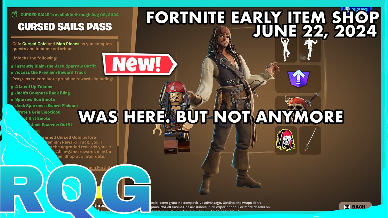 “NEW” JACK SPARROW SKIN WAS HERE. BUT NOT ANYMORE😔 FORTNITE EARLY ITEM SHOP (June 22, 2024)