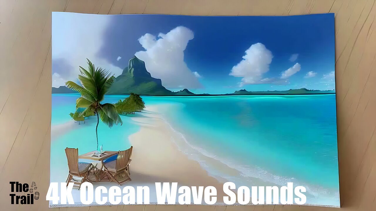 Ambient Ocean Wave Sounds - Sunny Beach | (AI) Audio Reactive Cinematic | Bora Bora Postcard