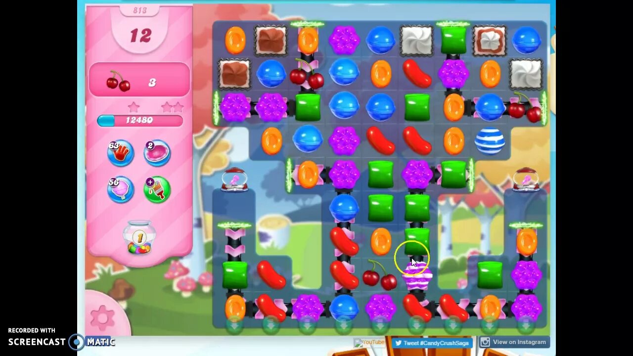 Candy Crush Level 813 Audio Talkthrough, 3 Stars 0 Boosters