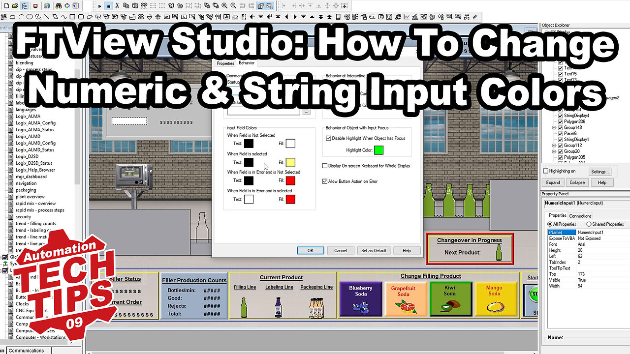 How To Change Color & Style Settings For FactoryTalk View Studio Numeric & String Inputs