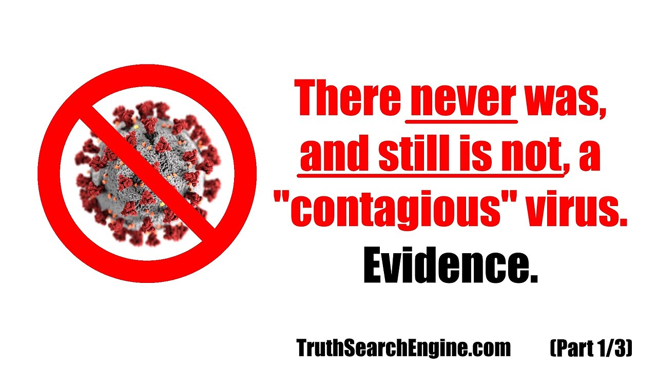 There Never Was, and Still Is Not, a 'Contagious Virus'... Part 1/3...
