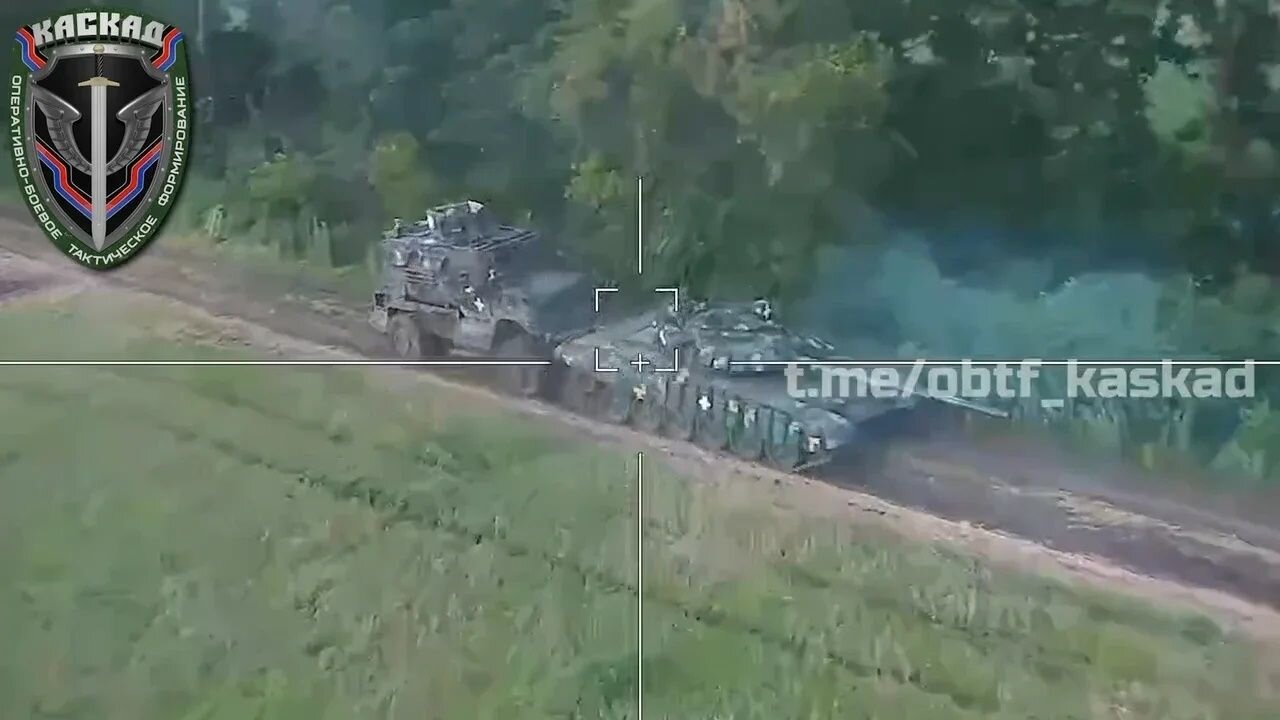 Footage of Russian Lancet Causing AFU Tank To Crush Its Own MaxxPro MRAP