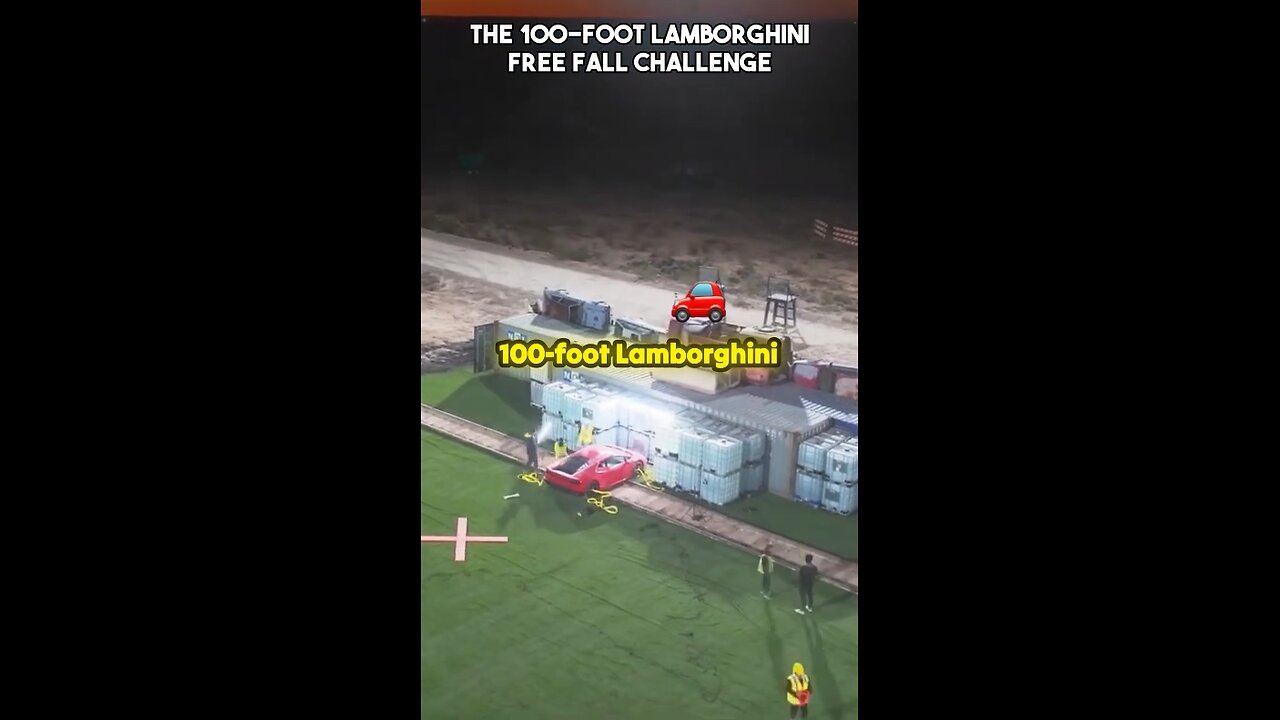 The 100-feet Lamborghini free fall challenge🧐✌️