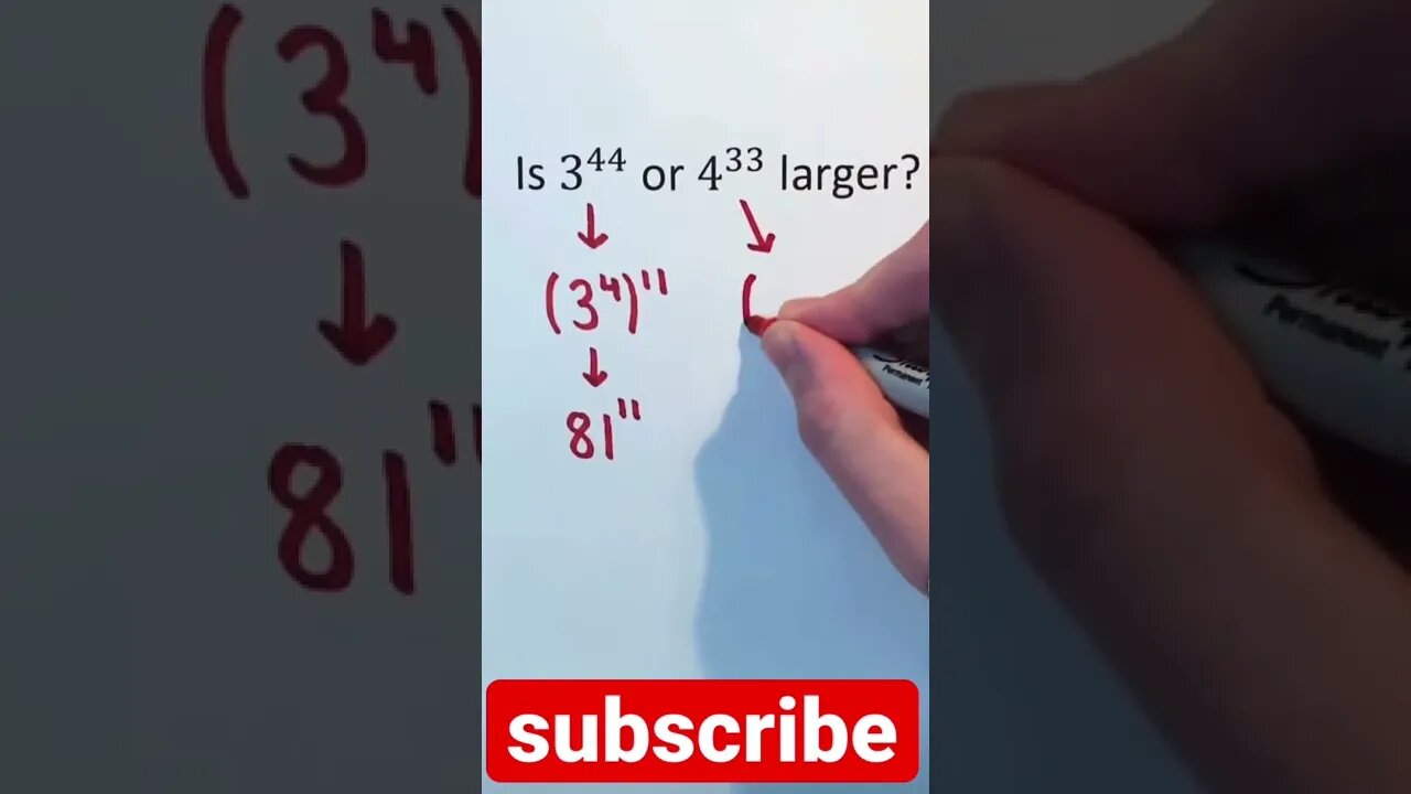 which is larger 3^44 or 4^33 #satmath #algebra #shorts