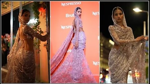 Cannes 2024_ Nancy Tyagi Nails Her Second Look, Poses Like A Pro In Self-Stitched Lilac Saree E NEWs