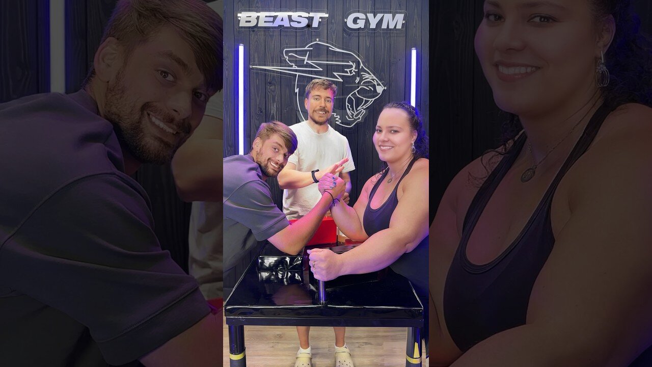 Can You Beat A Girl In Arm Wrestling - MrBeast Short Video 17