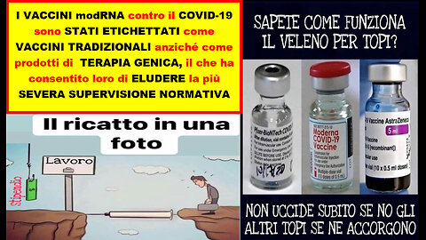 I VACCINI modRNA 💉💀⚰️ CONTRO IL COVID-19 SONO STATI ETICHETTATI COME VACCINI TRADIZIONALI ANZICHE' COME PRODOTTI DI TERAPIA GENICA, IL CHE HA CONSENTITO LORO DI ELUDERE LA PIU' SEVERA SUPERVISIONE NORMATIVA 🙈​🙉​🙊...