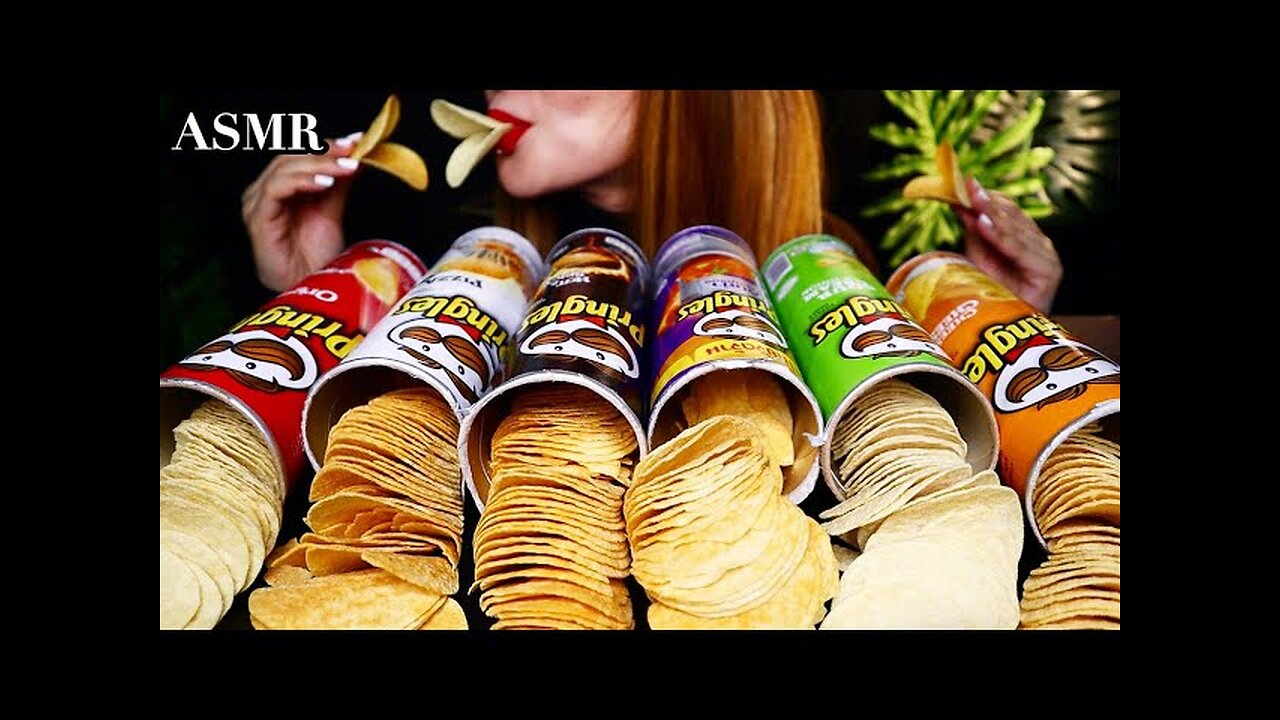 ASMR - EATING PRINGLES 6 FLAVOURS(HOT&SPICY,TOM YUM,CHEESE,PIZZA