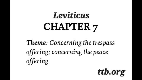 Leviticus Chapter 7 (Bible Study)