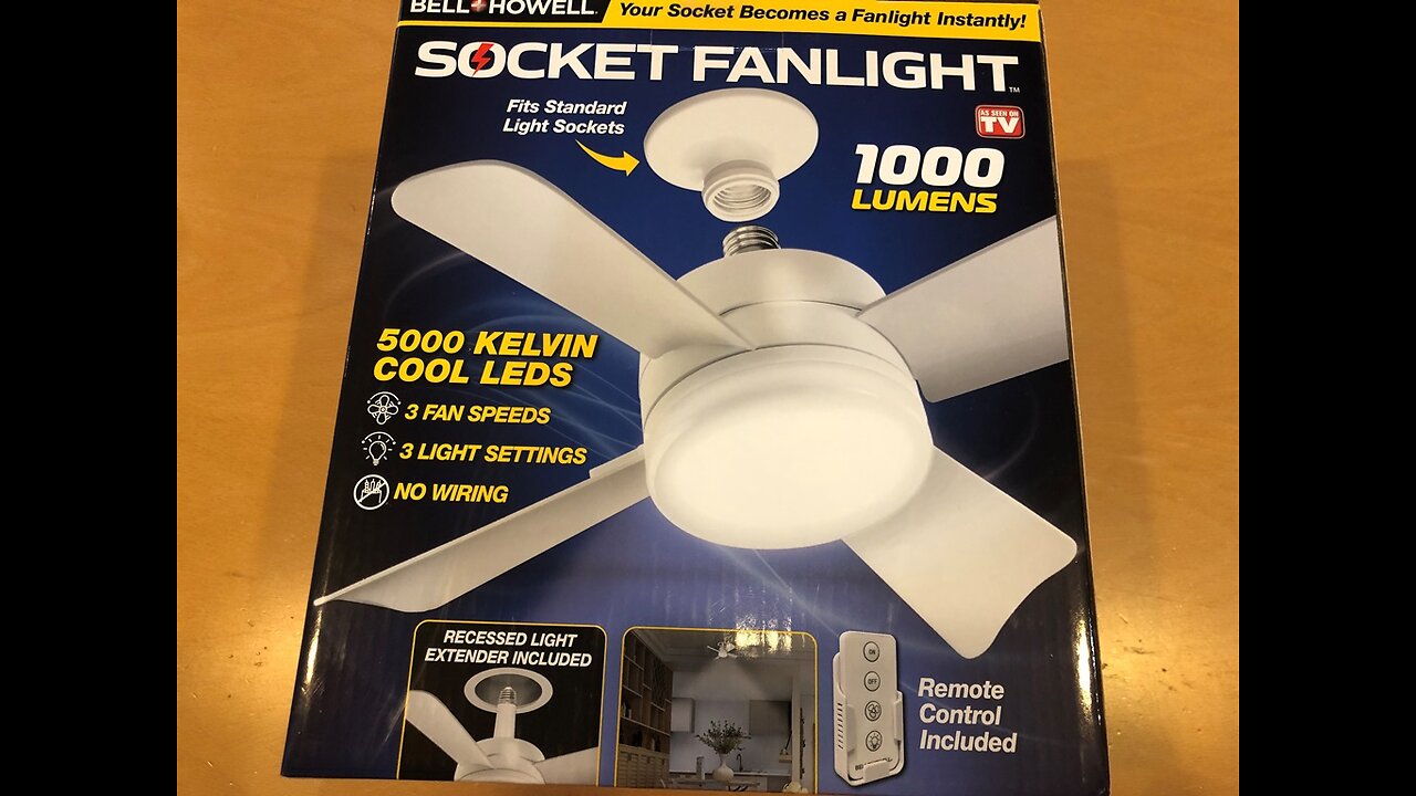 Socket Fan Cool Light E26 E27 Base Cordless Wireless Fan 1,000 Lumen 5,000 Kelvin LED Bulb Ceiling