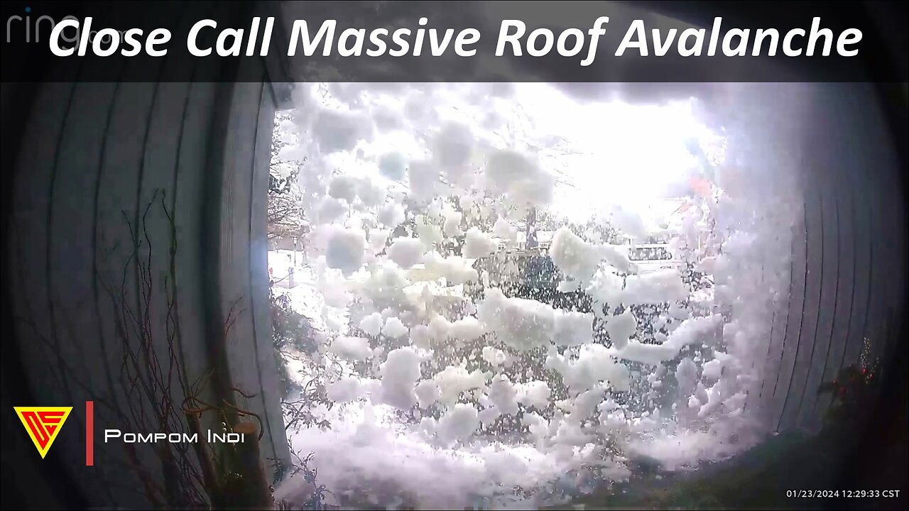 Close Call Massive Roof Avalanche Caught on Ring Camera | Doorbell Camera Video