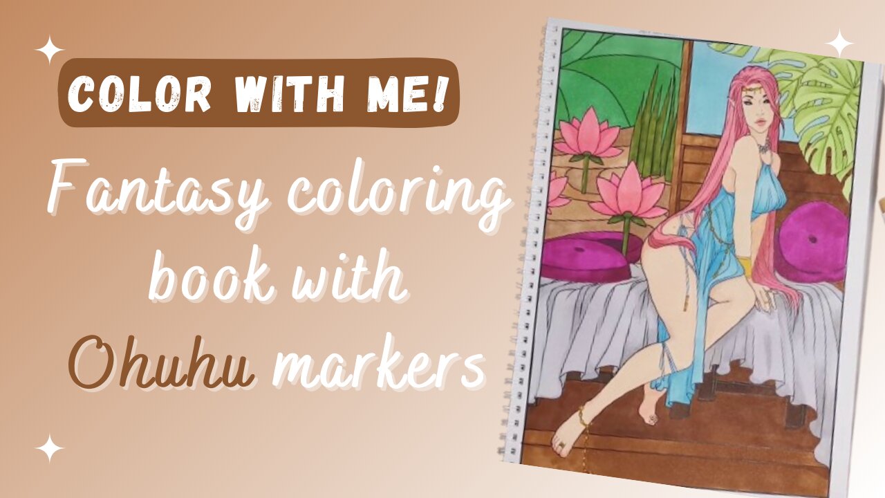 Fantasy Coloring Book with Ohuhu Markers - Elf Princess