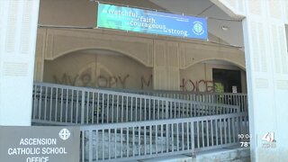 Vandalized wall, Blessed Virgin Mary statue found at Church of the Ascension