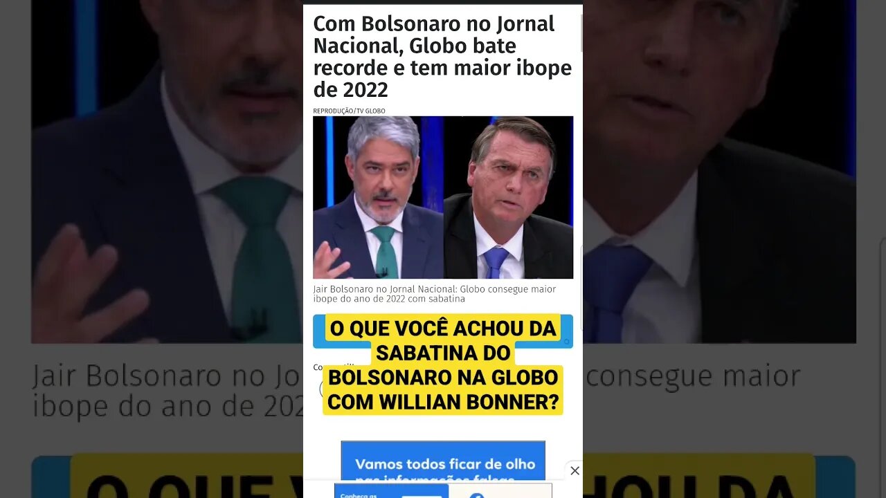 O QUE VOCÊ ACHOU DA SABATINA DO BOLSONARO NA GLOBO COM WILLIAN BONNER