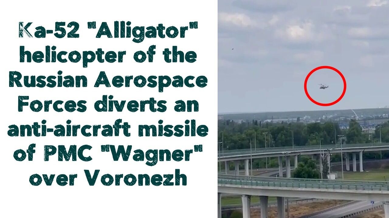 Ka-52 "Alligator" helicopter of the Russian Aerospace Forces diverts the anti-aircraft missile