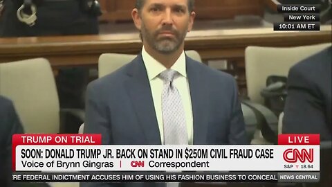 Donald Trump Jr in court this morning Letitia James is seen smiling.