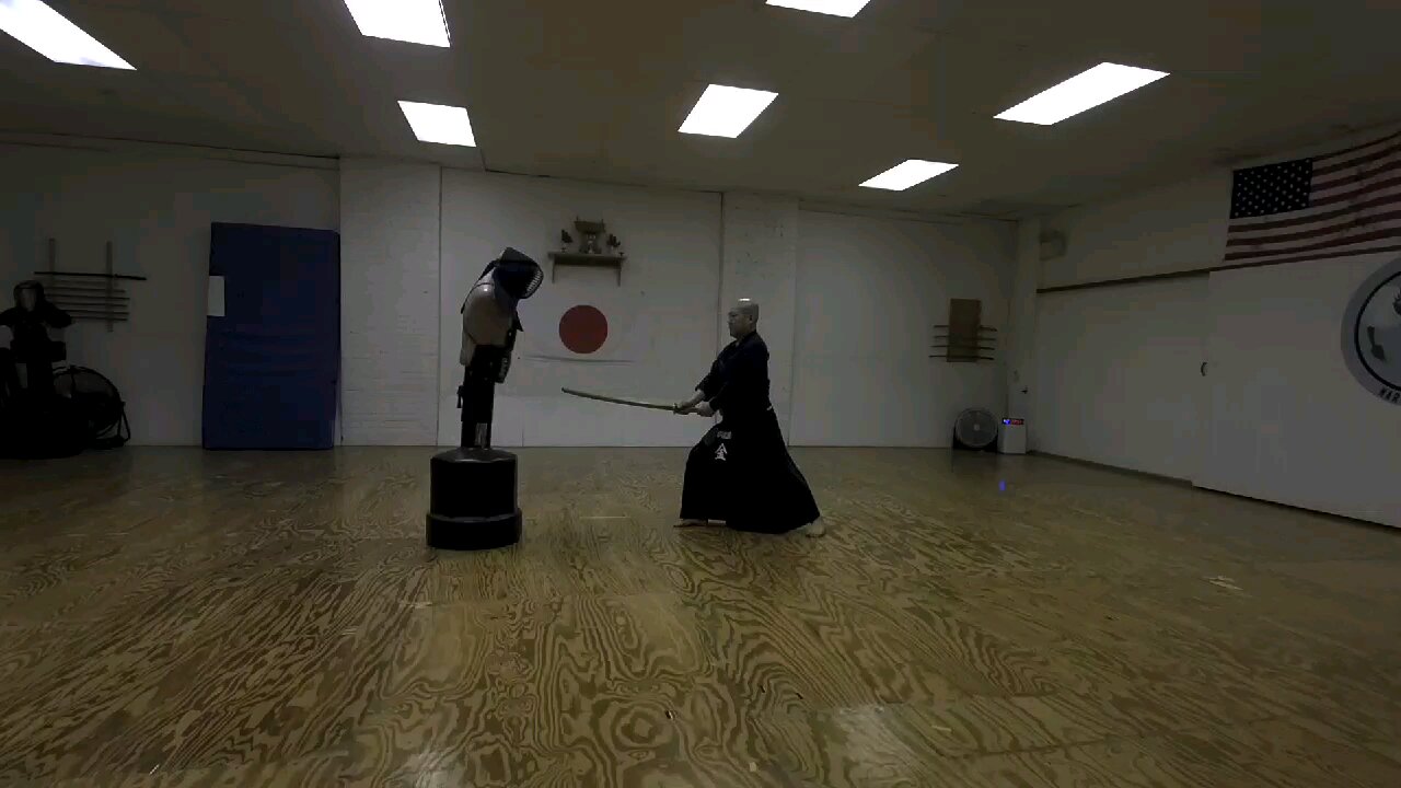 a cutting away practice with real sword.