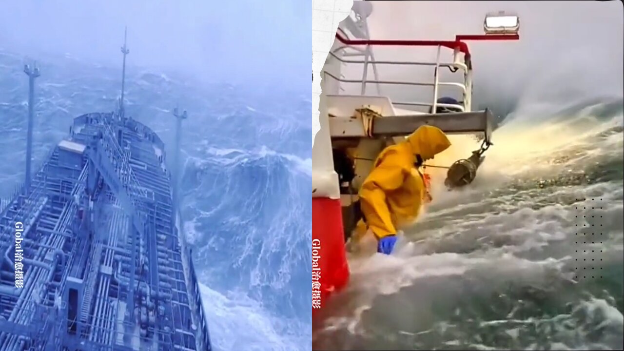 Ship Sailing In Rough Weather | Huge Waves Very Rough Sea |😮😮