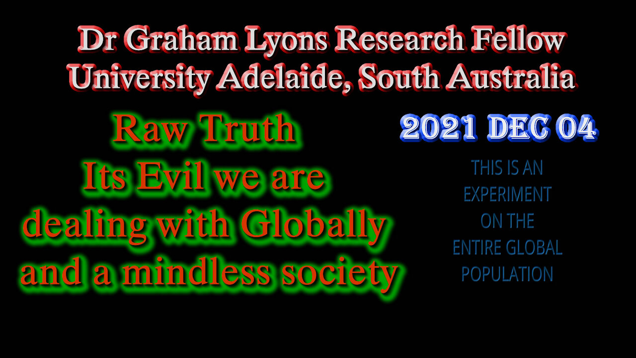 2021 DEC 04 Dr Graham Lyons Raw Truth Its Evil we are dealing with Globally and a mindless society