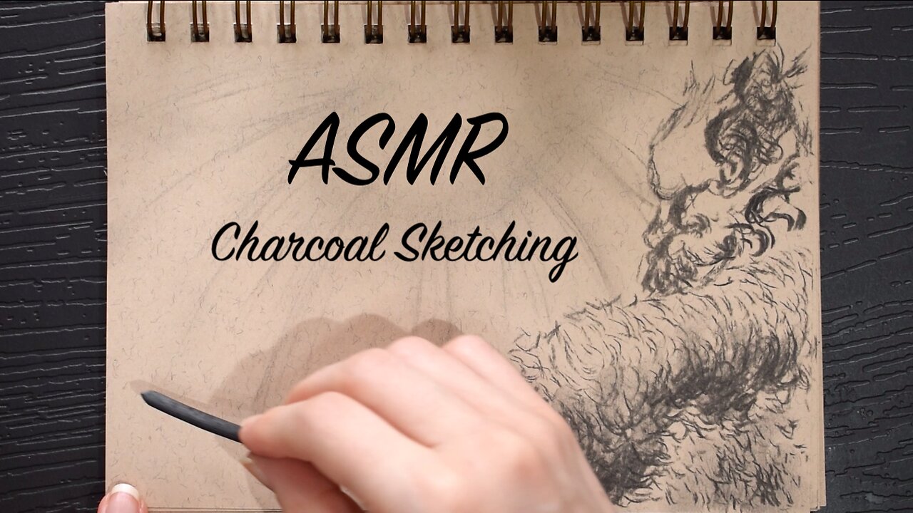 ASMR Quiet Sketching Session | Charcoal Scuba Diver | (No Talking)