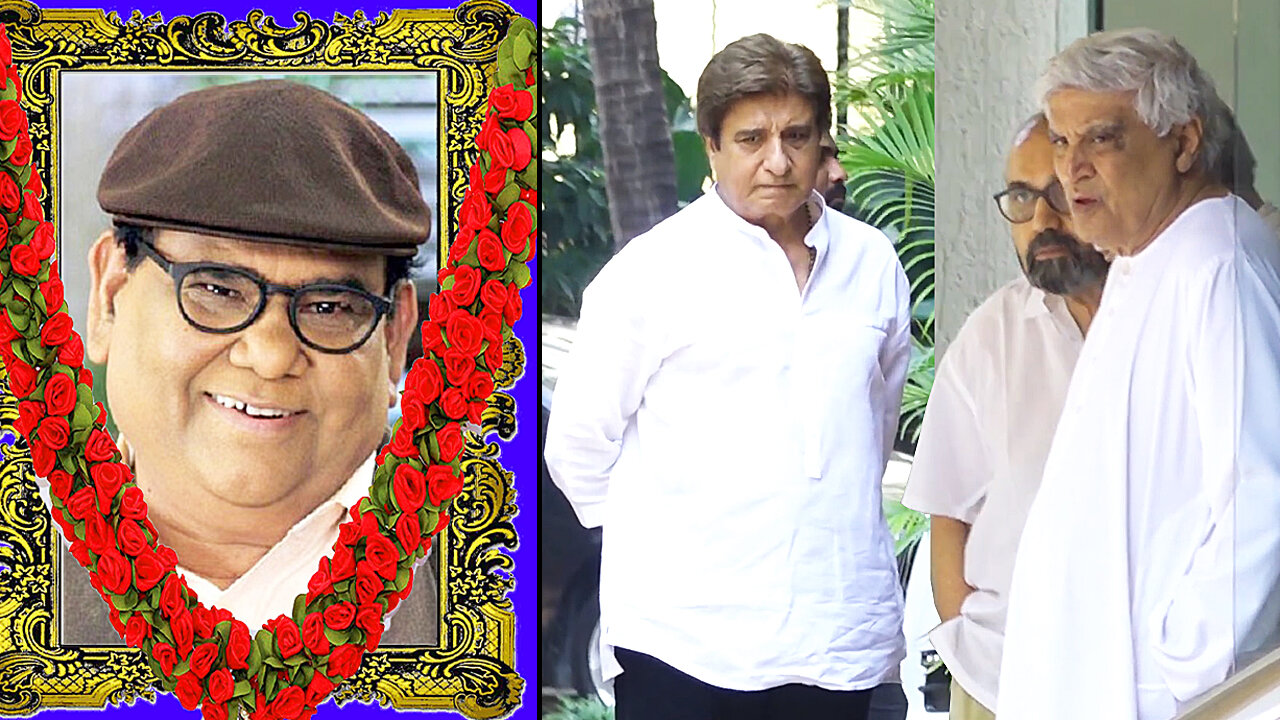 Javed Akhtar and Raj Babbar With Family Arrives At Satish Kaushik House For Antim Darshan