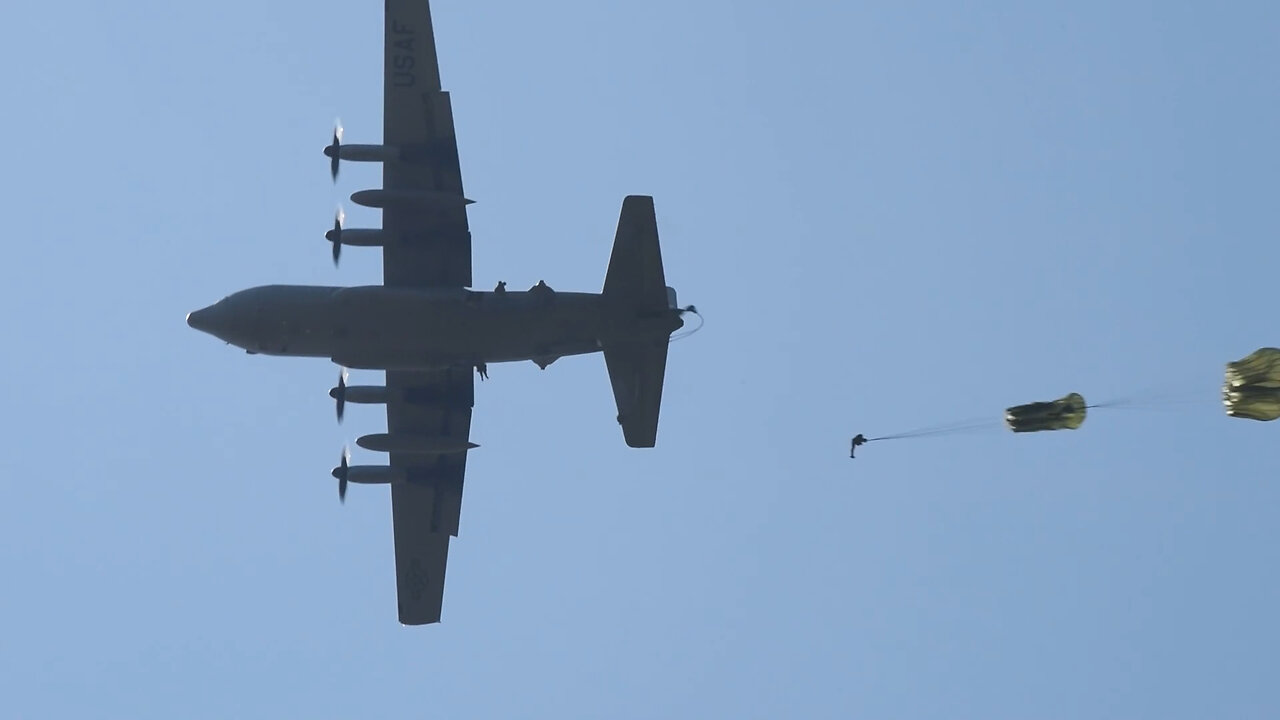 The 165th Airlift Wing conducts personnel airdrops with German paratroopers