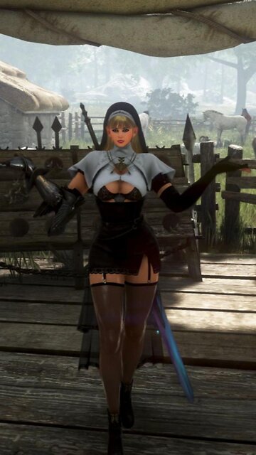 Nun Sexy Adult Combat Outfit on My DK [My Creation, Former Rank 1, Lvl 66] for Black Desert Online