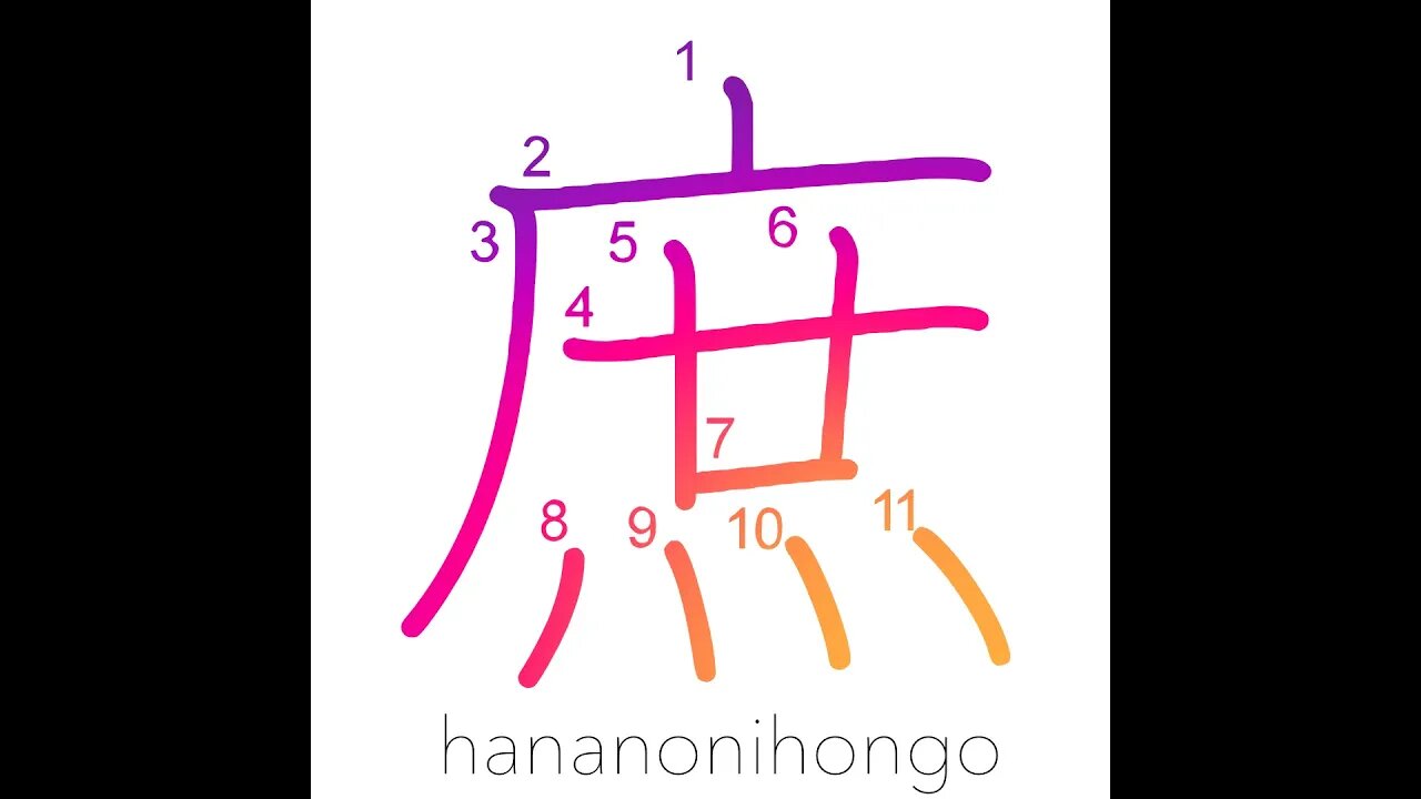 庶 - commoner/non-nobility/bastard - Learn how to write Japanese Kanji 庶 - hananonihongo.com