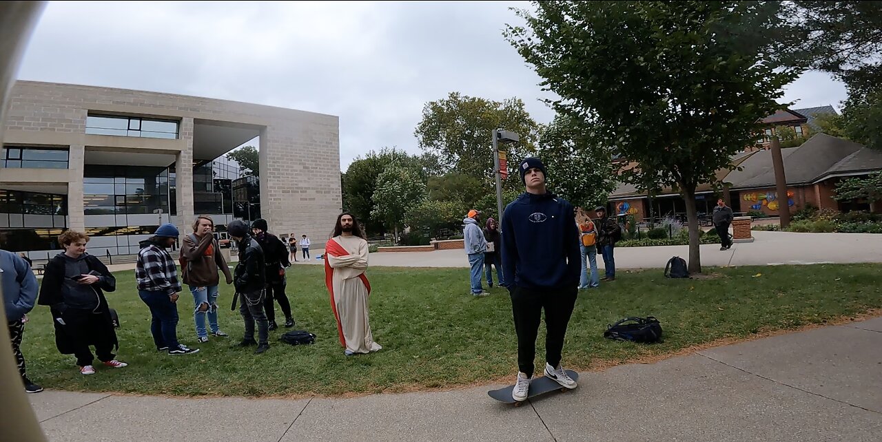 Iowa State Univ: Preaching in Bitter Cold 20 MPH Winds, Mocking Jesus Returns And I Preach to Him, Several Fruitful One-On-One Conversations, A Small Crowd Forms