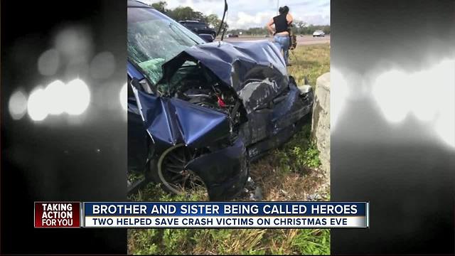 Hero siblings jump into action to save two people from mangled car crash on Christmas Eve