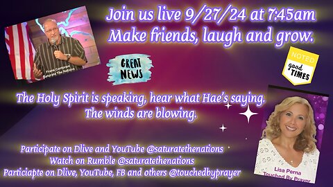 Live on Corwn Chats 7:45 am: Holy Spirit is Speaking