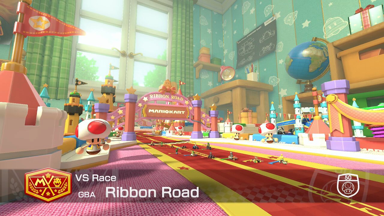 Mario Kart 8 Deluxe - 50cc (Hard CPU) - (GBA) Ribbon Road