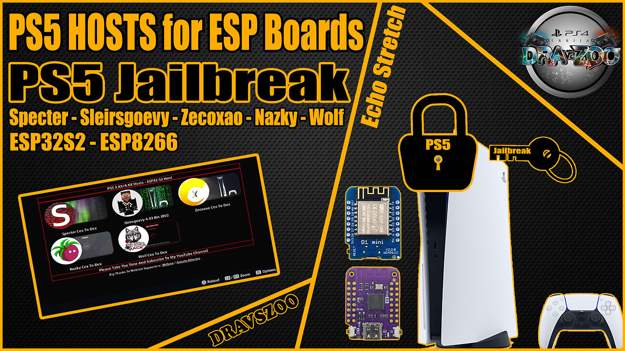 PS5 HOSTS for ESP Boards ESP32-S2 - ESP8266 Echo Stretch | PS5 ESP32-S2 | 5 HOSTS | How to use