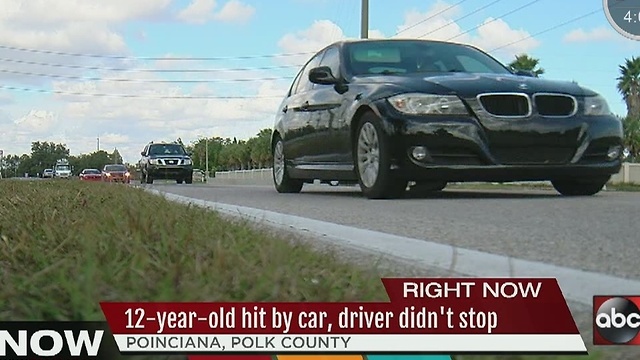 12-year-old hit by car in hit and run in Polk County