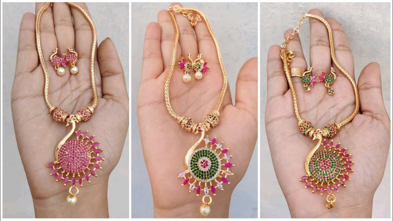 Micro Plated long chain Pandant Earrings Designs with Price!
