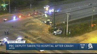 Palm Beach County deputy taken to hospital after crash on Indiantown Road in Jupiter