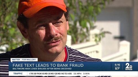 Fake bank text costs a Maryland man $49,000