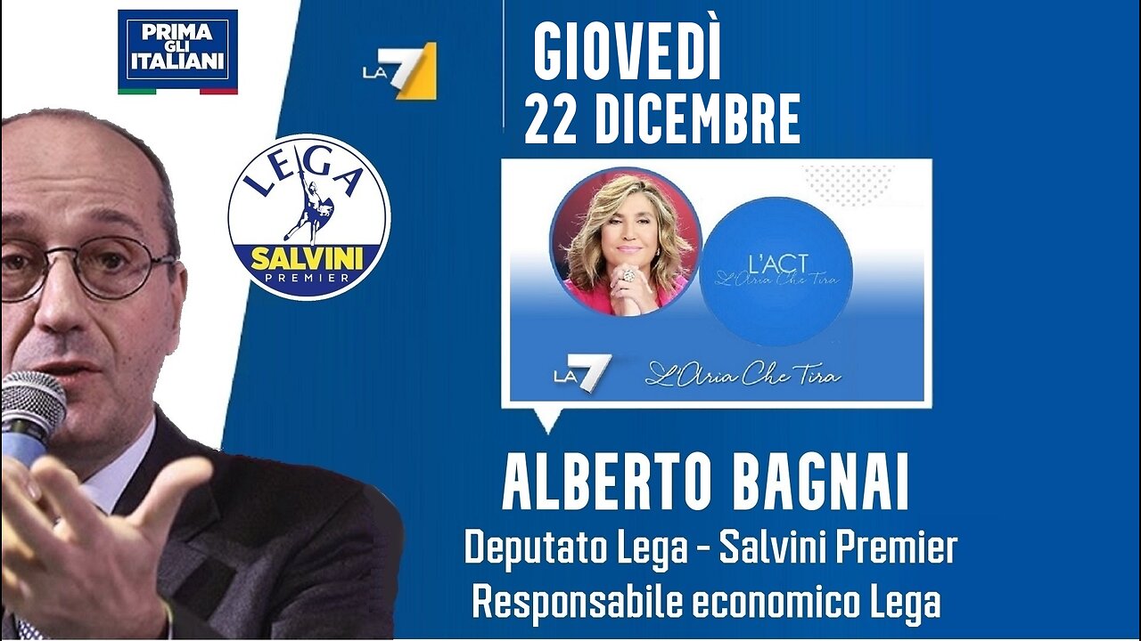 🔴 Interventi dell'On. Alberto Bagnai ospite nella trasmissione "L'aria che Tira" del 22/12/2022.