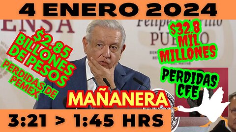 💩🐣👶 AMLITO | Mañanera *Jueves 04 de enero 2024* | El gansito veloz 3:21 a 1:45.