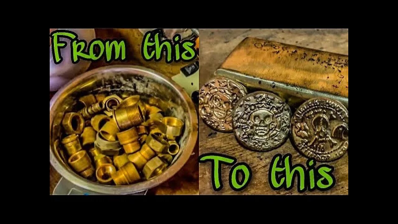 BRASS MELTDOWN/HUGE BRASS INGOT/BEASS COINS/trash to treasure/ devilforge