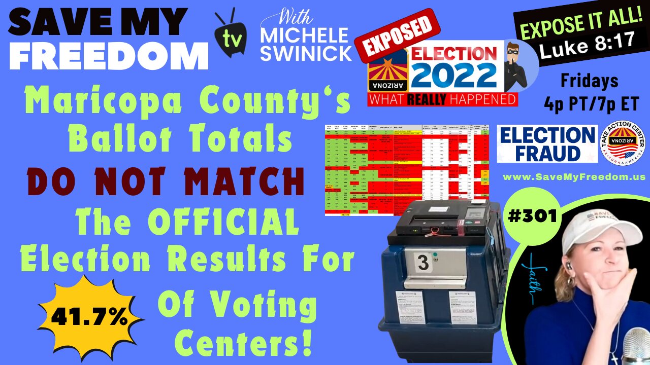 #301 Maricopa County's Ballot Totals DO NOT MATCH The REAL Results Of The Official Election Returns & Records For 41.7% Of Voting Centers! This Election Needs To Be SET ASIDE NOW! Kari Lake & Abe Hamadeh Can Do It!