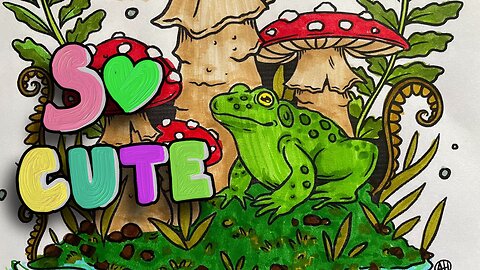 Frog under the Mushroooms | Color With Me | Markers