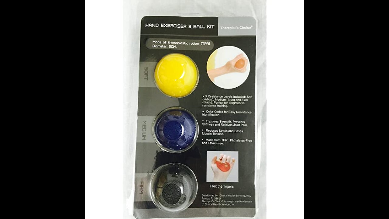 Therapist's Choice Hand Exercise 3 Ball Kit: 3 Color Coded Resistance Levels