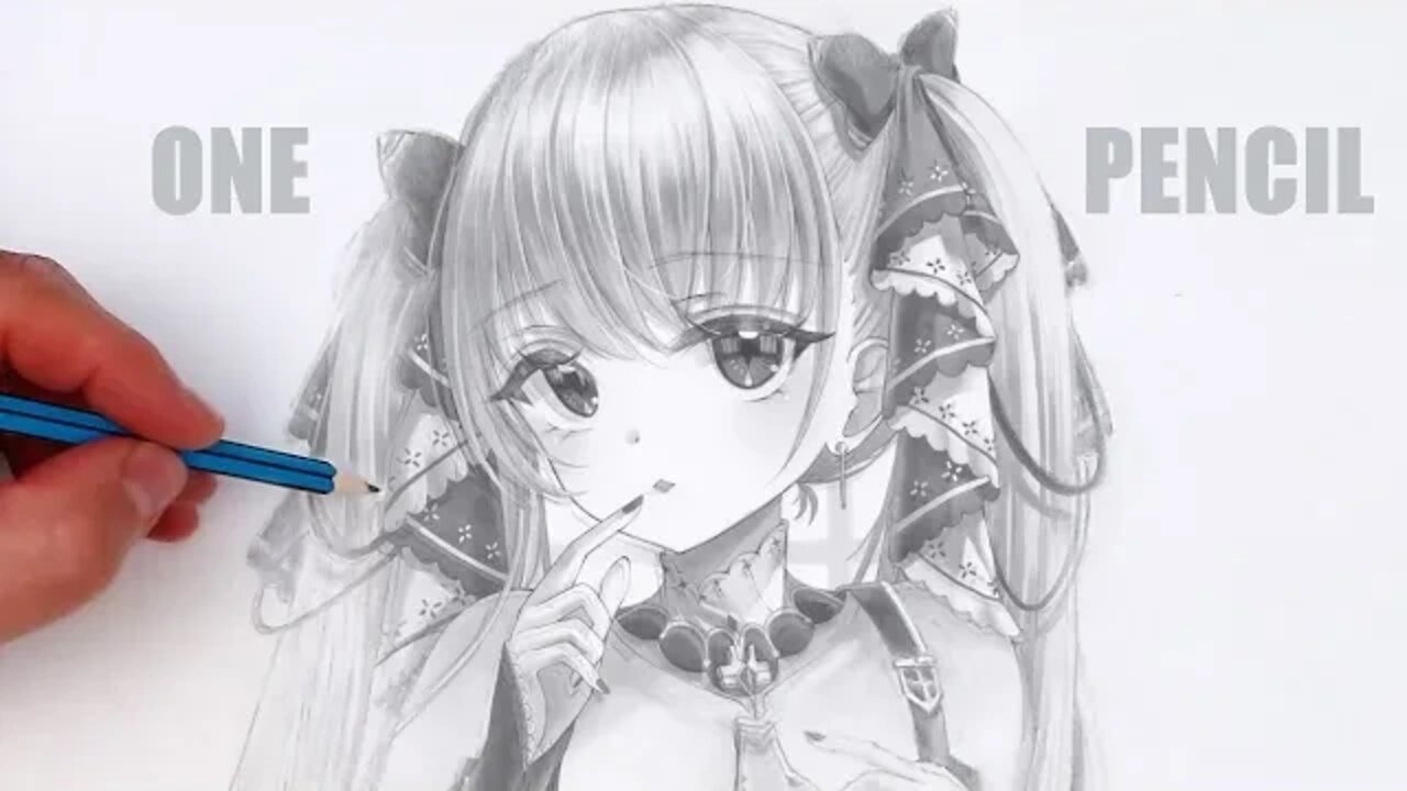 Azur Lane. How to draw anime using only one pencil.