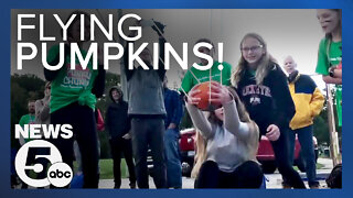 Students send pumpkins flying