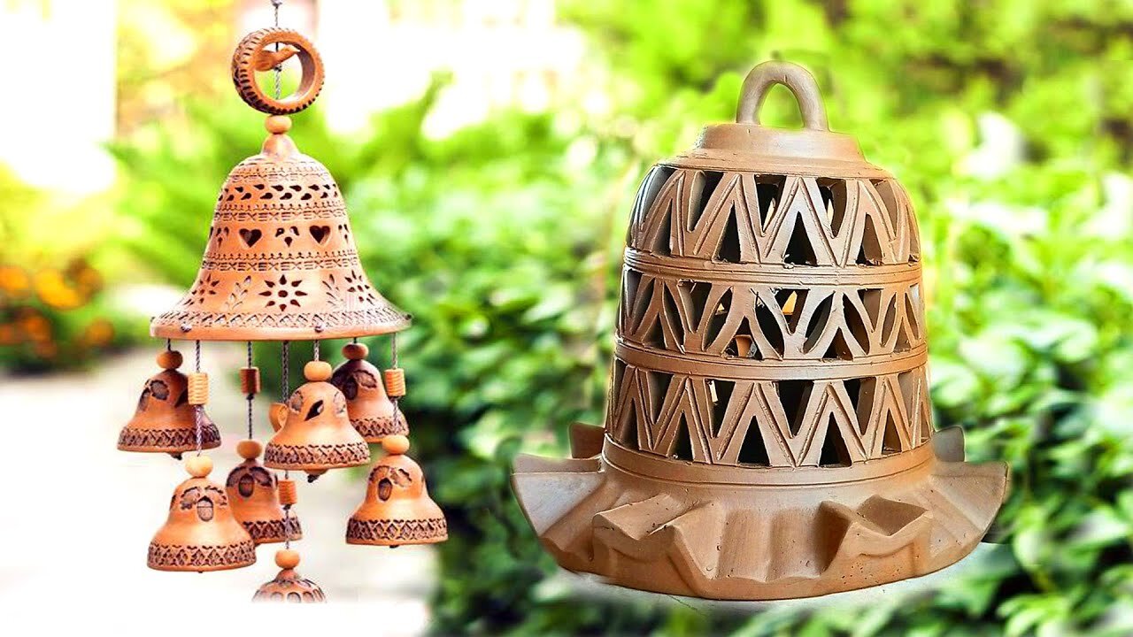 Decorative Hanging Clay Bell Making - Pottery Carving - Decorative Clay Pot - Primitive Pottery